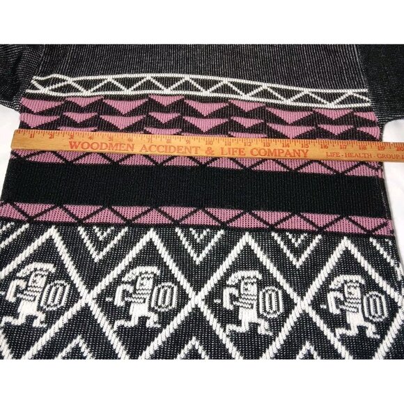 JC & Lewis Aztec Warrior M Sweater Women Black Pink Geometric Retro Vintage 80s - Picture 4 of 12